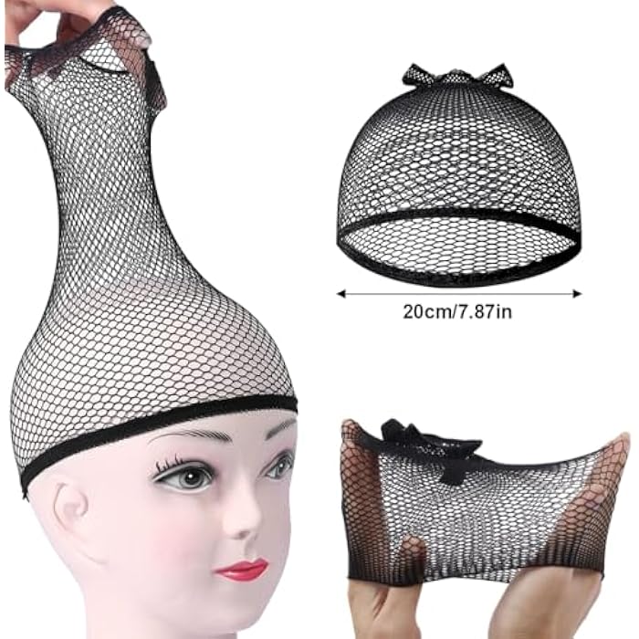MKEAWWU 3 Pieces Hair Nets, Black Hair Nets, Hair Buns, Hair Nets Hat, Sleeping Hairnet Wrap Bonnet for Invisible Hair Elastic Edge Mesh for Ballet, Dance - Image 2